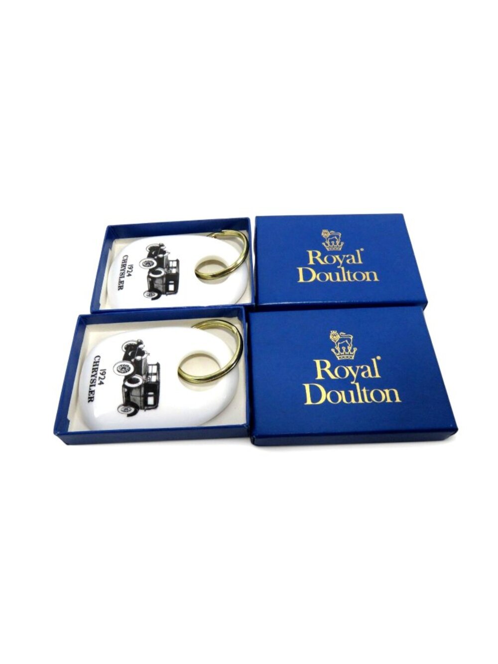 Royal Doulton 1924 Chrysler Keychain Set Of 2 Boxed 1980s Vintage
